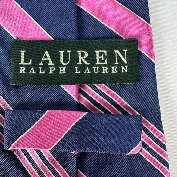 100% Silk Blue and Pink Men's Tie, Polo Ralph Lauren - Picture 2 of 3